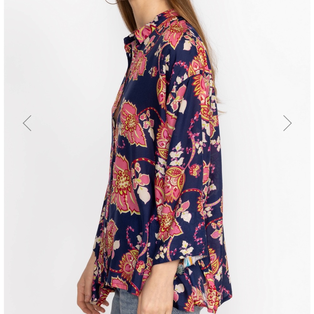 JOHNNY WAS MONTREUX FLORAL SILK SIZE L - Picture 3 of 11